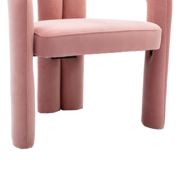 English Elm Contemporary Velvet Upholstered Dining Chair with Steel Frame, Rounded Back Comfort for Home Pink W395103725
