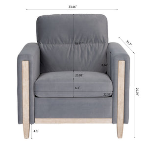 English Elm 1 Seater Accent Sofa with Rubberwood Legs High Resilience Cushion for Living Room W680106028