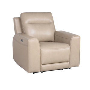 English Elm Steve Silver - Updated Silhouette Leather Power Reclining Group in Tan — Top-Grain, Dual Power Footrest, Headrest Adjustability B081109543