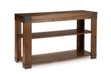 English Elm Steve Silver - Simple Industrial Occasional Collection - Hardwood Solids, Mango Veneers, Medium Cherry Finish - Bottom Shelf, Metal Bracket Accents