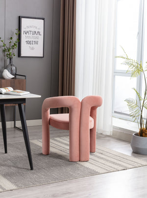 English Elm Contemporary Velvet Upholstered Dining Chair with Steel Frame, Rounded Back Comfort for Home Pink W395103725