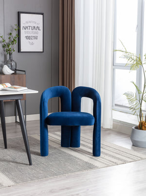 English Elm Contemporary Velvet Upholstered Dining Accent Chair with Curved Back, Steel Frame, Plush Foam Comfort Navy W395103722