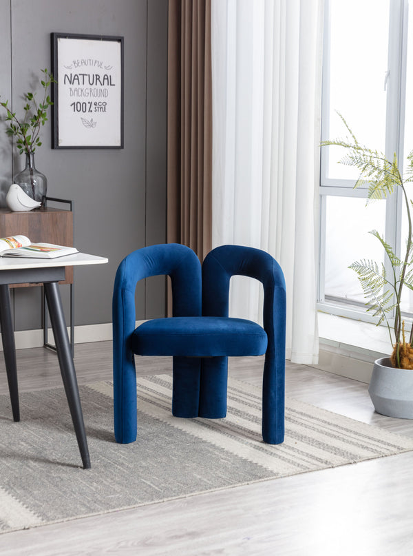 English Elm Contemporary Velvet Upholstered Dining Accent Chair with Curved Back, Steel Frame, Plush Foam Comfort Navy W395103722