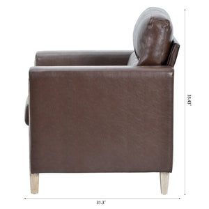 English Elm 1 Seater Pu Leather Sofa with Pocket Spring Seat and Rubberwood Legs for Living Room W680106104