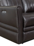 English Elm Steve Silver - Luxury Power Reclining Sofa Recliner In Dark Brown Top-Grain Leather - Ultimate Comfort With Power Leg Rest And Articulating Headrest - Elegant And Relaxing Furniture For Living Room Or Home Theater