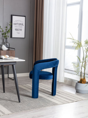 English Elm Contemporary Velvet Upholstered Dining Chair with Steel Frame, Rounded Back Comfort for Home Navy W395103722
