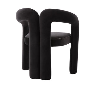 English Elm Contemporary Velvet Upholstered Dining Chair with Steel Frame, Rounded Back Comfort for Home Black W395103721