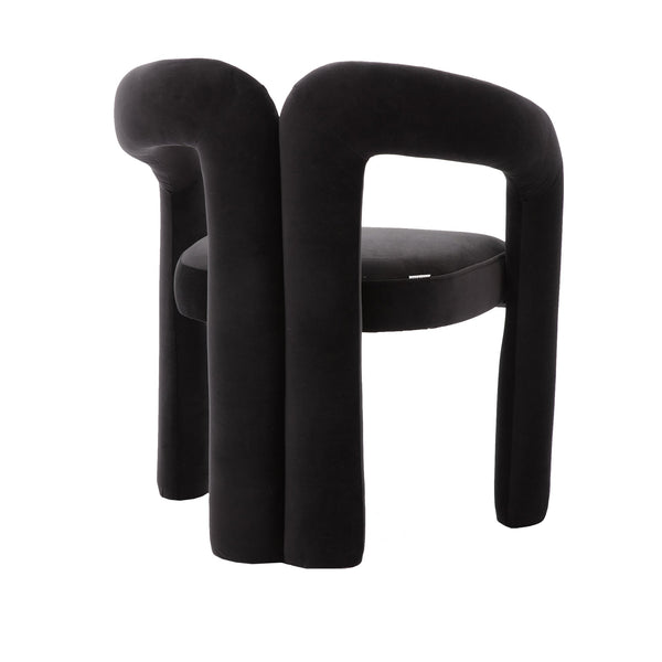 English Elm Contemporary Velvet Upholstered Dining Accent Chair with Curved Back, Steel Frame, Plush Foam Comfort Black W395103721