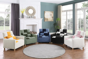 English Elm Convertible Convertible Sleeper Sofa Chair Bed with 3-Position Backrest, Teddy Fabric, Sturdy 330lb Frame Pink+White W1420110192