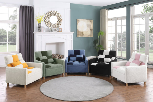 English Elm Convertible Convertible Sleeper Sofa Chair Bed with 3-Position Backrest, Teddy Fabric, Sturdy 330lb Frame Pink+White W1420110192