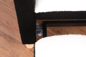 English Elm Convertible Convertible Sleeper Sofa Chair Bed with 3-Position Backrest, Teddy Fabric, Sturdy 330lb Frame Black White W1420110191