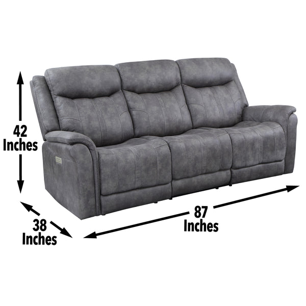 English Elm Steve Silver - Transitional Morrison Power Reclining Sofa in Grey Faux-Suede with USB, Power Headrest & Footrest, Durable Build B081109522