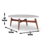 English Elm Steve Silver - Mid-Century Modern Cocktail Table - Natural Cherry Legs, White Silverstone® Tops - Contemporary Simplicity With Classic Design