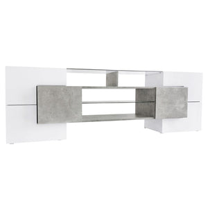 English Elm On-trend Gloss Grey Entertainment Center Led Glass Shelves Modern Living Room Storage SD000016AAE