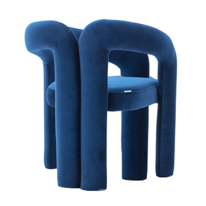 English Elm Contemporary Velvet Upholstered Dining Accent Chair with Curved Back, Steel Frame, Plush Foam Comfort Navy W395103722