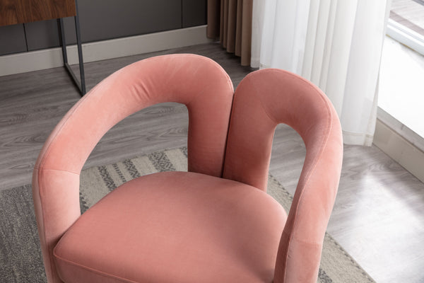 English Elm Contemporary Velvet Upholstered Dining Accent Chair with Curved Back, Steel Frame, Plush Foam Comfort Pink W395103725