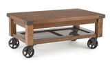 Steve Silver Hailee Industrial Cocktail Table on Casters, Antique Oak Finish - 28