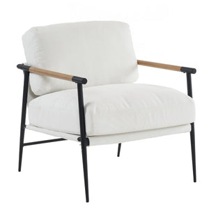 English Elm Leisure Accent Chair Solid Wood Frame Ergonomic Backrest Upholstered Fabric Reading Seat White W1805106266