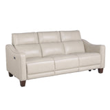 Steve Silver Dual-Power Leather Reclining Sofa, Wall-Saver Mechanism, Ivory Color