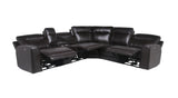 English Elm Steve Silver - Customizable Dual-Power Leather Sectional - Top-Grain Leather, Power Headrest, Power Footrest - Transitional Styling, Perfect Fit