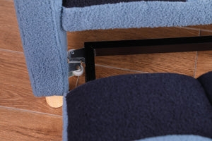 English Elm Convertible Convertible Sleeper Sofa Chair Bed with 3-Position Backrest, Teddy Fabric, Sturdy 330lb Frame Blue W1420110195