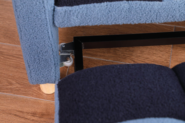 English Elm Convertible Convertible Sleeper Sofa Chair Bed with 3-Position Backrest, Teddy Fabric, Sturdy 330lb Frame Blue W1420110195