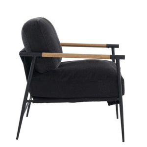 English Elm Leisure Accent Chair Solid Wood Frame Ergonomic Backrest Upholstered Fabric Reading Seat W1805106270