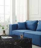 English Elm 4-Piece Upholstered Sectional Sofa In Blue