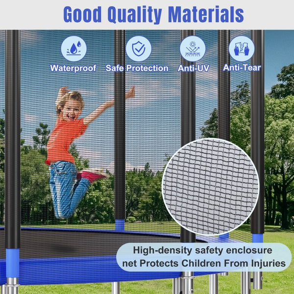 English Elm 16ft Round Backyard Trampoline with Enclosure Net Ladder and Basketball Hoop SC000005AAC
