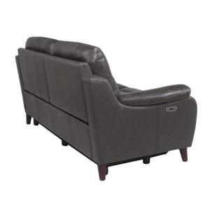 English Elm Steve Silver - Luxurious Top Grain Leather Reclining Sofa with Power Headrest & Footrest, Nailhead Trim, 85" L Charcoal grey B081109518