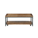 Steve Silver Rustic-Industrial Cocktail Table - Antiqued Honey Finish, Bottom Shelf