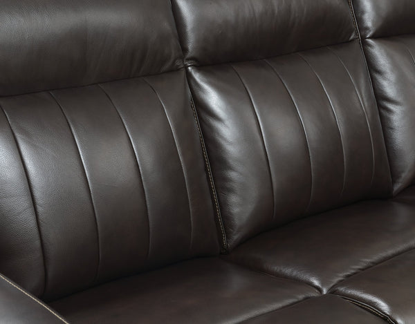 English Elm Steve Silver - Luxury Top-Grain Leather Power Reclining Sofa in Dark Brown with USB, Articulating Headrest, 81.5" B081107753