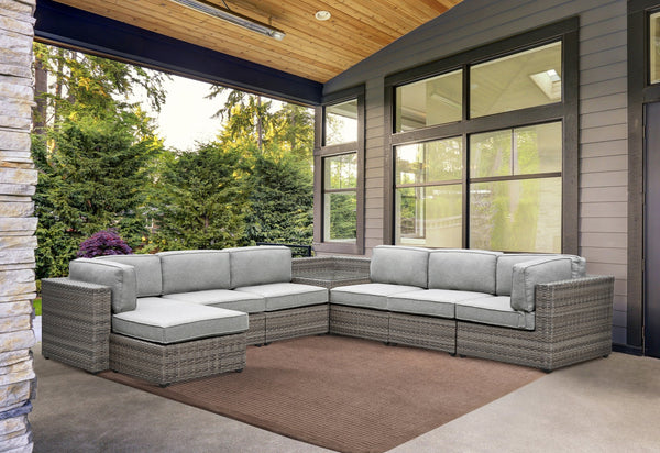 English Elm Steve Silver - Weather-Resistant Gray Sectional Sofa: Fade & Stain-Resistant Polyester, Removable Cushions, Cozy 41.3" B081S00007