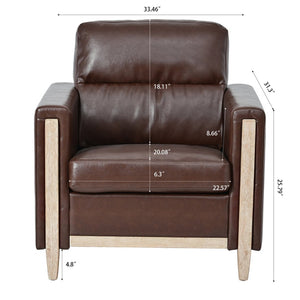 English Elm 1 Seater Pu Leather Sofa with Pocket Spring Seat and Rubberwood Legs for Living Room W680106104