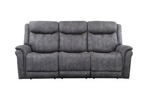 English Elm Steve Silver - Transitional Morrison Power Reclining Sofa in Grey Faux-Suede with USB, Power Headrest & Footrest, Durable Build B081109522