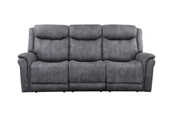 English Elm Steve Silver - Transitional Morrison Power Reclining Sofa in Grey Faux-Suede with USB, Power Headrest & Footrest, Durable Build B081109522
