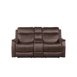 Steve Silver Power Console Loveseat - Nubuck-Like Leatherette, Power Headrest/Footrest - Contemporary, Hidden Storage, USB Charging