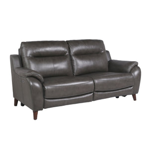 English Elm Steve Silver - Luxurious Top Grain Leather Reclining Sofa with Power Headrest & Footrest, Nailhead Trim, 85" L Charcoal grey B081109518