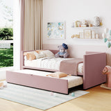 Hearth and Haven Immense Twin Size Upholstered Daybed with Pop Up Trundle, Pink SF000005AAH