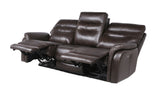 English Elm Steve Silver - Top-Grain Leather Motion Sofa In Coffee - Contemporary Style, Reclining Footrests, Usb Port