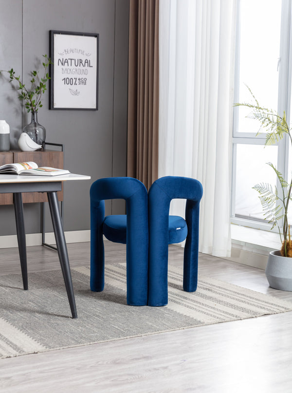 English Elm Contemporary Velvet Upholstered Dining Accent Chair with Curved Back, Steel Frame, Plush Foam Comfort Navy W395103722