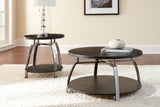 Steve Silver Elegant Table Collection - Soft Round Shapes, Silvershield Laminate Tops - Black Nickel Base - Cocktail Table With Casters