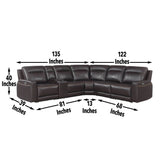 English Elm Steve Silver - Customizable Dual-Power Leather Sectional - Top-Grain Leather, Power Headrest, Power Footrest - Transitional Styling, Perfect Fit