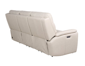 English Elm Steve Silver - Modern Dual-Power Reclining Sofa Ivory with Top-Grain Leather, USB Ports, Channel Back, Power Headrests B081109568