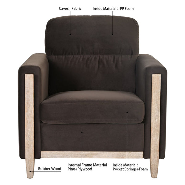 English Elm 1 Seat Pu Leather Accent Sofa with Pocket Spring Foam Cushion for Living Room W680106031