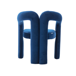 English Elm Contemporary Velvet Upholstered Dining Accent Chair with Curved Back, Steel Frame, Plush Foam Comfort Navy W395103722