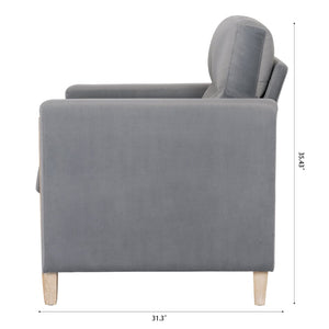 English Elm 1 Seater Accent Sofa with Rubberwood Legs High Resilience Cushion for Living Room W680106028