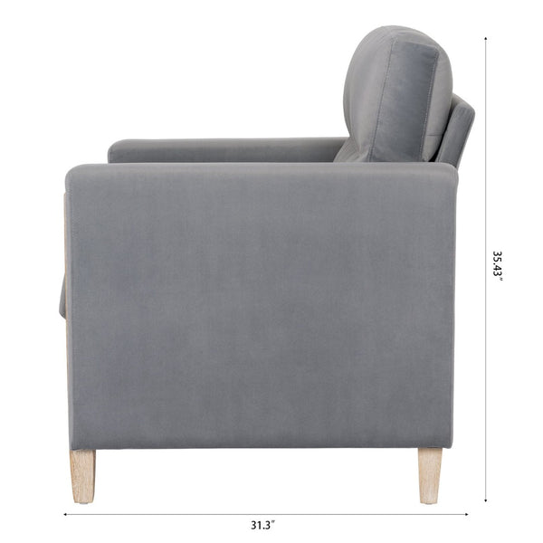 English Elm 1 Seater Accent Sofa with Rubberwood Legs High Resilience Cushion for Living Room W680106028