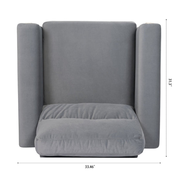 English Elm 1 Seater Accent Sofa with Rubberwood Legs High Resilience Cushion for Living Room W680106028
