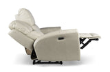 English Elm Steve Silver - Contemporary Leather Collection - Power Leg Rest, Articulating Headrest - Usb Charging, Home Button - Ivory Dual Reclining Sofa, Stylish And Convenient